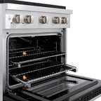 ZLINE 30 in. Gas Range 4.2 cu. ft. Convection Oven, 4 Burner DuoPro™ Cooktop, Black Matte Door (PSGR-BLM-30)