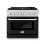 ZLINE 36 in. Gas Range 5.2 cu. ft. 6 Burner DuoPro™ Cooktop Convection Gas Oven Black Matte Door (PSGR-BLM-36)