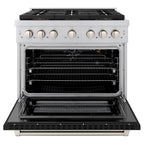 ZLINE 36 in. Gas Range 5.2 cu. ft. 6 Burner DuoPro™ Cooktop Convection Gas Oven Black Matte Door (PSGR-BLM-36)