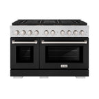 ZLINE 48 in. Gas Range 6.7 cu. ft. 8 Burner DuoPro™ Cooktop Dual Ovens Black Matte Doors (PSGR-BLM-48)
