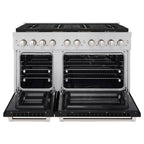 ZLINE 48 in. Gas Range 6.7 cu. ft. 8 Burner DuoPro™ Cooktop Dual Ovens Black Matte Doors (PSGR-BLM-48)
