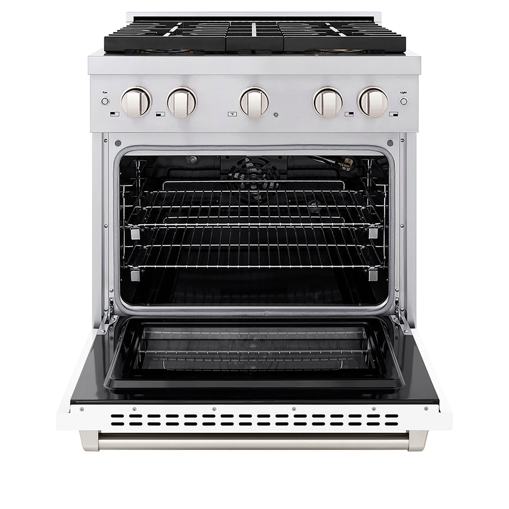 ZLINE 30 in. Gas Range 4.2 cu. ft. Convection Oven, 4 Burner DuoPro™ Cooktop, White Matte Door (PSGR-WM-30)