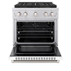 ZLINE 30 in. Gas Range 4.2 cu. ft. Convection Oven, 4 Burner DuoPro™ Cooktop, White Matte Door (PSGR-WM-30)