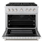 ZLINE 36 in. Gas Range 5.2 cu. ft. 6 Burner DuoPro™ Cooktop Convection Gas Oven White Matte Door (PSGR-WM-36)