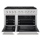 ZLINE 48 in. Gas Range 6.7 cu. ft. with 8 Burner DuoPro™ Cooktop and Dual Ovens, White Matte Doors (PSGR-WM-48)