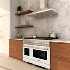 ZLINE 48 in. Gas Range 6.7 cu. ft. with 8 Burner DuoPro™ Cooktop and Dual Ovens, White Matte Doors (PSGR-WM-48)