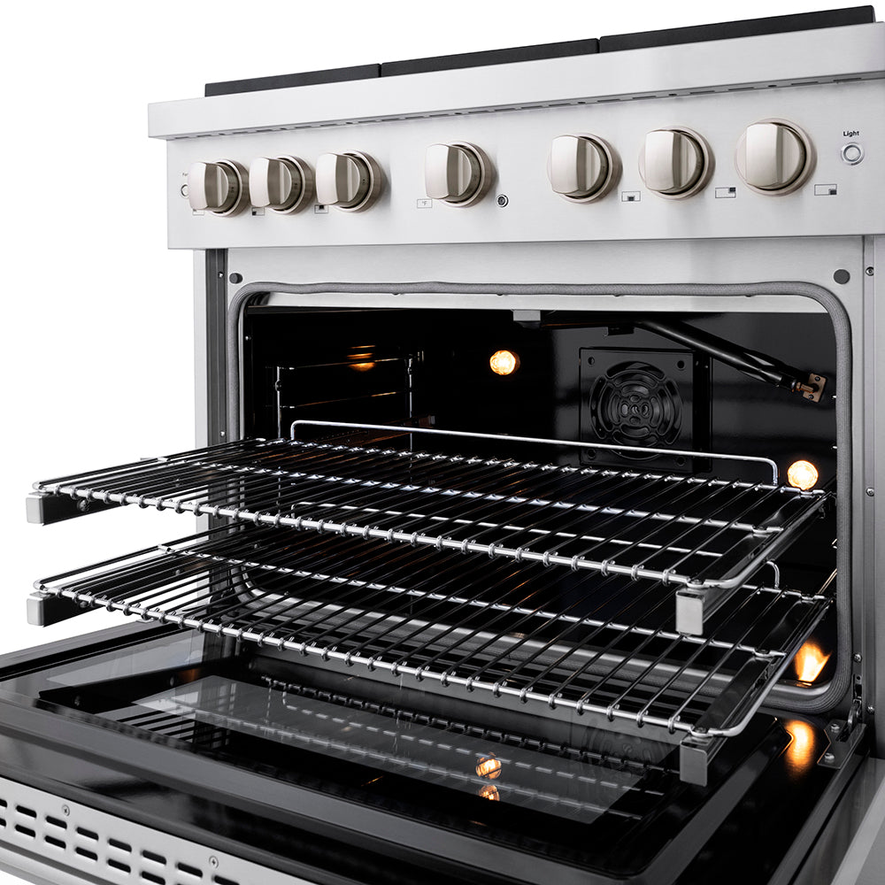 ZLINE 36 in. Gas Range 5.2 cu. ft. Convection Oven, 6 Burner DuoPro™ Cooktop, Stainless Steel (PSGR36)