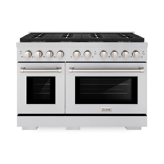 ZLINE 48 in. Gas Range 6.7 cu. ft. Dual Ovens 8 Burner DuoPro™ Cooktop Stainless Steel (PSGR48)