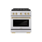 ZLINE 30 in. Gas Range 4.2 cu. ft. 4 Burner DuoPro™ Cooktop Convection Gas Oven Stainless Steel with Champagne Bronze Accents (PSGRZ-30-CB)