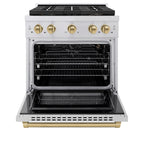 ZLINE 30 in. Gas Range 4.2 cu. ft. 4 Burner DuoPro™ Cooktop Convection Gas Oven Stainless Steel with Champagne Bronze Accents (PSGRZ-30-CB)