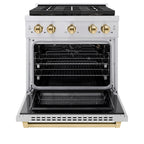ZLINE 30 in. Gas Range 4 Burners 4.2 cu. ft. Convection Oven DuoPro™ Cooktop Stainless Steel with Polished Gold Accents (PSGRZ-30-G)