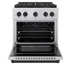 ZLINE 30 in. Gas Range 4.2 cu. ft. 4 Burner DuoPro™ Cooktop Convection Gas Oven Stainless Steel with Matte Black Accents (PSGRZ-30-MB)