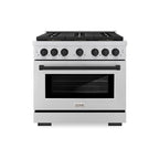 ZLINE 36 in. Gas Range 5.2 cu. ft. 6 Burner DuoPro™ Cooktop Convection Gas Oven Stainless Steel Matte Black Accents (PSGRZ-36-MB)