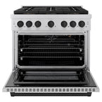 ZLINE 36 in. Gas Range 5.2 cu. ft. 6 Burner DuoPro™ Cooktop Convection Gas Oven Stainless Steel Matte Black Accents (PSGRZ-36-MB)