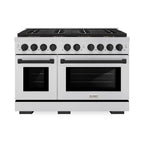 ZLINE 48 in. Gas Range 6.7 cu. ft. Dual Oven with 8 Burner DuoPro™ Cooktop Stainless Steel Matte Black Accents (PSGRZ-48-MB)