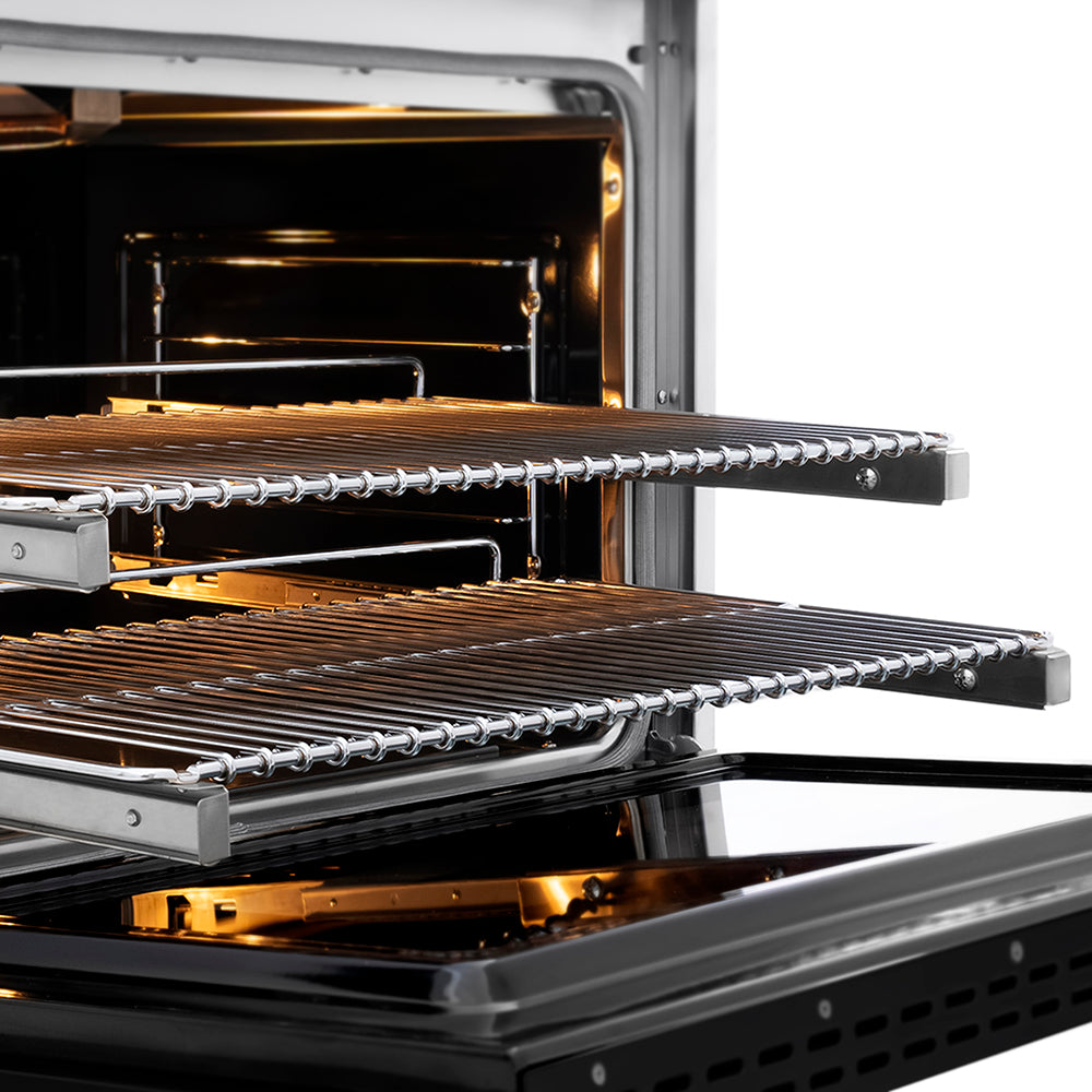 ZLINE 36 in. Gas Range 5.2 cu. ft. 6 Burner DuoPro™ Cooktop Convection Gas Oven Black Matte Door Champagne Bronze Accents (PSGRZ-BLM-36-CB)