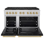 ZLINE 48 in. Gas Range 6.7 cu. ft. 8 Burner DuoPro™ Cooktop Dual Ovens Black Matte Doors Champagne Bronze Accents (PSGRZ-BLM-48-CB)