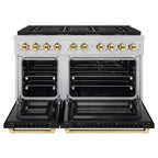 ZLINE 48 in. Gas Range – Paramount Series – 6.7 cu. ft. Dual Oven – 8 Burner DuoPro™ Cooktop, Black Matte Doors, Polished Gold Accents (PSGRZ-BLM-48-G)
