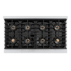 ZLINE 48 in. Gas Range – Paramount Series – 6.7 cu. ft. Dual Oven – 8 Burner DuoPro™ Cooktop, Black Matte Doors, Polished Gold Accents (PSGRZ-BLM-48-G)