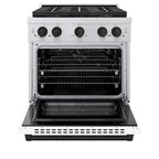 ZLINE 30 in. Gas Range 4.2 cu. ft. 4 Burner DuoPro™ Cooktop Convection Gas Oven Stainless Steel White Matte Door Matte Black Accents (PSGRZ-WM-30-MB)