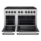 ZLINE 48 in. Gas Range 6.7 cu. ft. 8 Burner DuoPro™ Cooktop Dual Ovens White Matte Doors Matte Black Accents (PSGRZ-WM-48-MB)