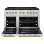 ZLINE 48 in. Gas Range 6.7 cu. ft. Dual Oven 8 Burner DuoPro™ Cooktop Stainless Steel Champagne Bronze Handles (PSGRZ-48-KCB)