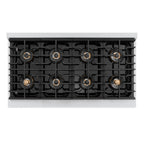 ZLINE 48 in. Gas Range 6.7 cu. ft. Dual Oven 8 Burner DuoPro™ Cooktop Stainless Steel Champagne Bronze Handles (PSGRZ-48-KCB)