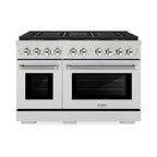 ZLINE 48 in Gas Range 6.7 cu ft 8 Burner DuoPro Cooktop Dual Oven Stainless Steel Polished Nickel Helix Handles (PSGRZ-48-KPN)