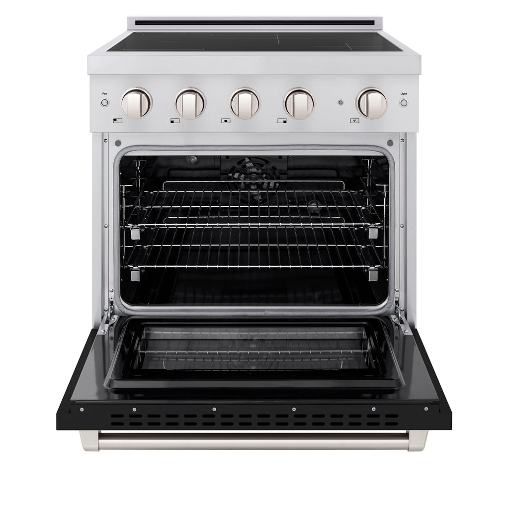 ZLINE 30 in. Induction Range 4.2 cu. ft. Electric Convection Oven 4 Elements Stainless Steel Black Matte Door (SINR-BLM-30)