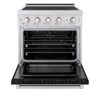 ZLINE 30 in. Induction Range 4.2 cu. ft. Electric Convection Oven 4 Elements Stainless Steel Black Matte Door (SINR-BLM-30)