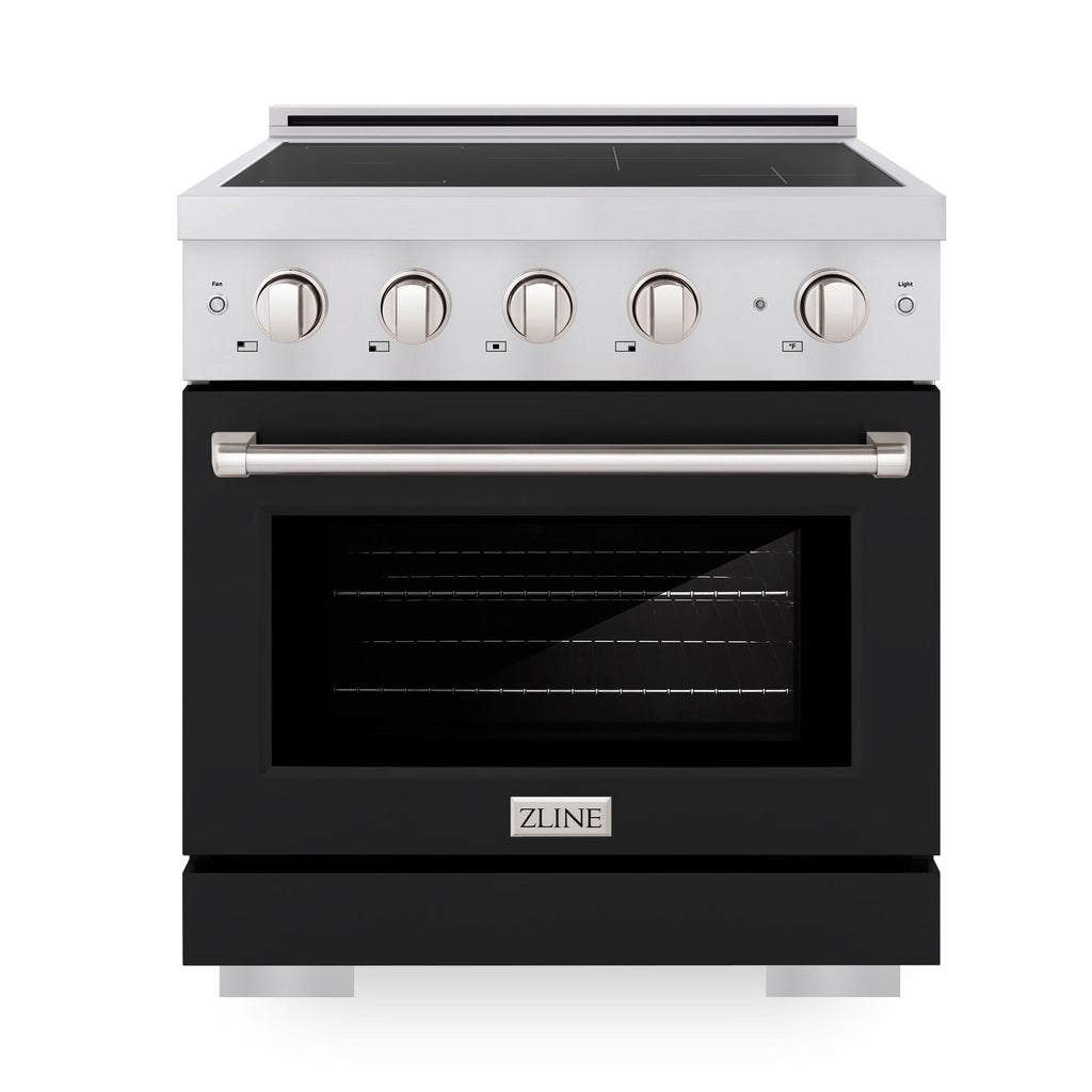 ZLINE 30 in. Induction Range 4.2 cu. ft. Electric Convection Oven 4 Elements Stainless Steel Black Matte Door (SINR-BLM-30)
