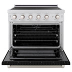 ZLINE 36 in Induction Range 5.2 cu. ft. 5 Element Cooktop Electric Convection Oven Stainless Steel Black Matte Door (SINR-BLM-36)