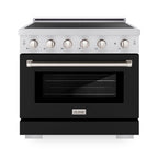 ZLINE 36 in Induction Range 5.2 cu. ft. 5 Element Cooktop Electric Convection Oven Stainless Steel Black Matte Door (SINR-BLM-36)