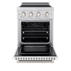 ZLINE 24 in. Induction Range 3.2 cu. ft. Electric Convection Oven 3 Element Cooktop Stainless Steel White Matte Door (SINR-WM-24)