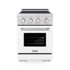ZLINE 24 in. Induction Range 3.2 cu. ft. Electric Convection Oven 3 Element Cooktop Stainless Steel White Matte Door (SINR-WM-24)