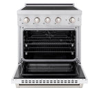 ZLINE 30 in Induction Range 4.2 cu. ft. 4 Element Cooktop Electric Convection Oven Stainless Steel White Matte Door (SINR-WM-30)