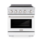 ZLINE 30 in Induction Range 4.2 cu. ft. 4 Element Cooktop Electric Convection Oven Stainless Steel White Matte Door (SINR-WM-30)