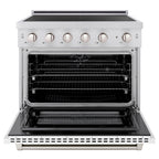 ZLINE 36 in. Induction Range 5.2 cu. ft. 5 Element Cooktop Electric Convection Oven Stainless Steel White Matte Door (SINR-WM-36)