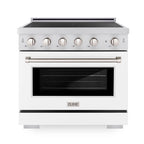ZLINE 36 in. Induction Range 5.2 cu. ft. 5 Element Cooktop Electric Convection Oven Stainless Steel White Matte Door (SINR-WM-36)