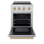 ZLINE 24 in. Induction Range 3.2 cu. ft. Electric Convection Oven 3 Element Cooktop Stainless Steel Champagne Bronze Accents (SINRZ-24-CB)