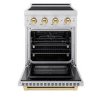 ZLINE 24 in. Induction Range 3.2 cu. ft. Electric Convection Oven 3 Element Cooktop Stainless Steel Polished Gold Accents (SINRZ-24-G)