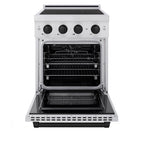 ZLINE 24 in Induction Range 3.2 cu ft Stainless Steel 3 Element Cooktop Electric Convection Oven Matte Black Accents (SINRZ-24-MB)