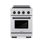 ZLINE 24 in Induction Range 3.2 cu ft Stainless Steel 3 Element Cooktop Electric Convection Oven Matte Black Accents (SINRZ-24-MB)