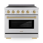 ZLINE 36 in. Induction Range 5.2 cu. ft. 5 Element Cooktop Electric Oven Stainless Steel Champagne Bronze Accents (SINRZ-36-CB)