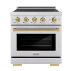 ZLINE 30 in. Induction Range 4.2 cu. ft. 4 Element Cooktop Electric Oven Stainless Steel Champagne Bronze Accents (SINRZ-30-CB)