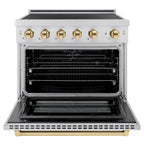 ZLINE 36 in Induction Range 5.2 cu. ft. 5 Element Cooktop Electric Oven Stainless Steel Gold Accents (SINRZ-36-G)