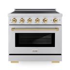 ZLINE 36 in Induction Range 5.2 cu. ft. 5 Element Cooktop Electric Oven Stainless Steel Gold Accents (SINRZ-36-G)