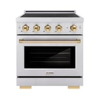 ZLINE 30 in. Induction Range 4.2 cu. ft. 4 Element Cooktop Electric Oven Stainless Steel Polished Gold Accents (SINRZ-30-G)