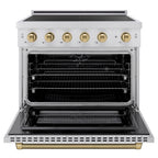 ZLINE 36 in Induction Range 5.2 cu ft Electric Convection Oven 5 Element Cooktop Champagne Bronze Accents (SINRZ-36-KCB)