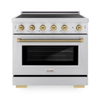 ZLINE 36 in Induction Range 5.2 cu ft Electric Convection Oven 5 Element Cooktop Champagne Bronze Accents (SINRZ-36-KCB)